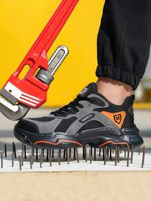 Dian Sen Christmas Gift Lightweight Steel Toe Safety Shoes, Men's Work & Sports Shoes, Easy To Wear Work Safety Boots, Breathable Sports Work Shoes, Men's Boots, Work Safety Shoes, Men's Safety Boots, Anti-Smash Work Shoes - New Black Insole - View 10