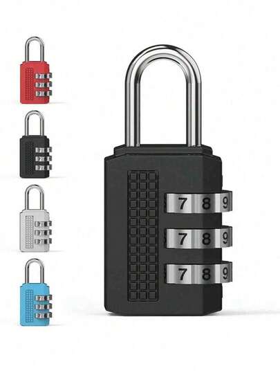 1-pack kombinationslås stöldskyddslås, litet säkerhetshänglås, resebagage stöldskyddskombinationshänglås multifunktionellt 3-siffrigt kombinationslås, säkerhetsbagagekombinationshänglås, lämplig för gymskåp, resväskor och ryggsäckar säkerhetsresetillbehör, bärbar, manipulationssäker, färgglad, kompakt design, lätt att bära, resor camping semester nödvändigheter
