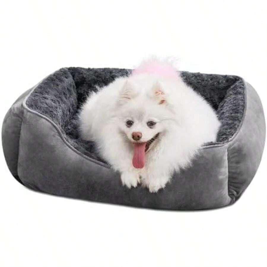 JOEJOY Rectangle Dog Bed For Large Medium Small Dogs - Washable Orthopedic Sofa Bed, Soft Breathable Puppy & Pet Cuddler, Durable Calming Dog Bed With Anti-Slip Bottom, Multiple Sizes,(S(20"X 19"X 6") Dark Grey) - Type8 - 查看 1