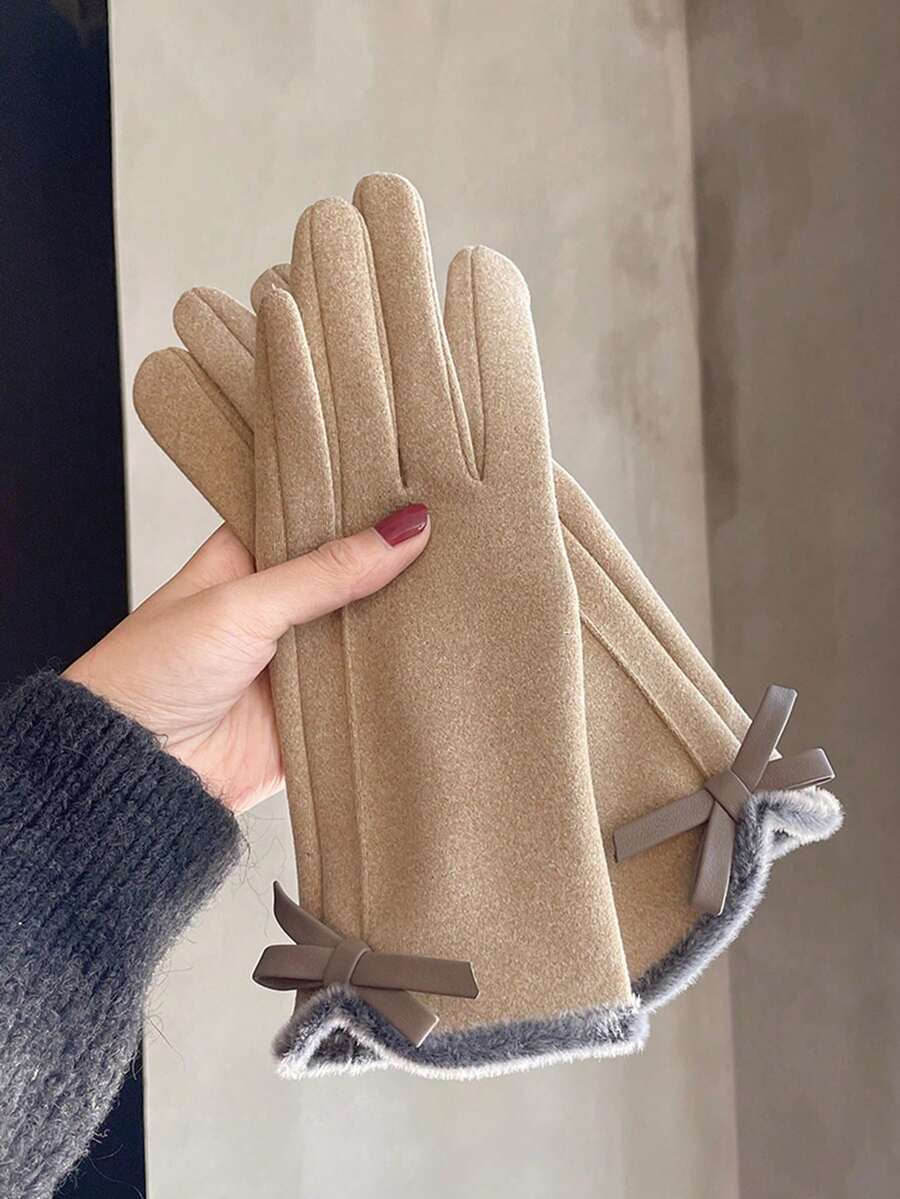 1pair Women's Autumn And Winter Warm GlovesTouchable Gloves Padded And Thickened Wind ChillPrevention Students Cute Riding Electric Car Gloves WammAnd Comfortable Suitable For Sports And Daily Use,Styles Shipped Randomly