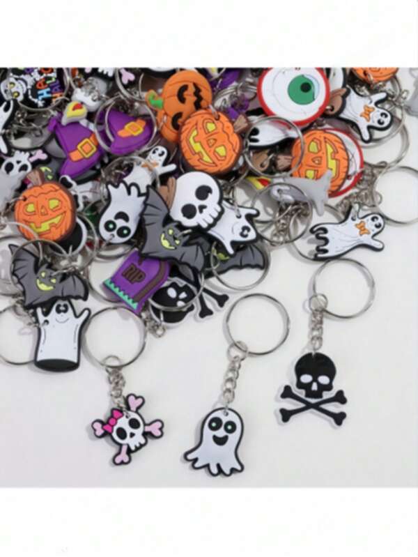 15 piezas de llaveros de anime de Halloween aleatorios, accesorios DIY para bolsos de mujer
