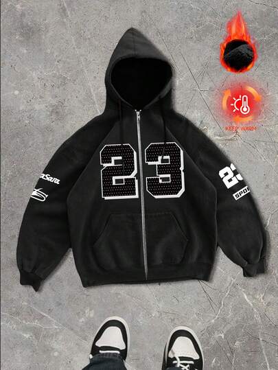 ملابس علوية رياضية كاجوال للرجال - لون أحادي، كم طويل، قماش مُحبوك، قياس H، للتنزه والأنشطة الخارجية، بوليستر، رقبة دائرية، ملابس علوية رياضي لموسم الخريف/الشتاء