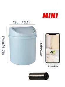 1pc INS Style Bedroom New Girl Heart Home Cute Cover Net Red Mini Storage Box, Plastic Garbage Can With Lid, Tabletop Wastebasket, Trash Bin For Home Office Desk Decor,Coffee Table, Office, Living Room, Study