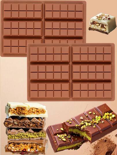 2-Pack Chocolate Brown Square Grid Mold - For Candy, Chocolate Making With Nut & Fruit Fillings, -30°C To 220°C, Perfect For Baking Enthusiasts & Halloween Treats