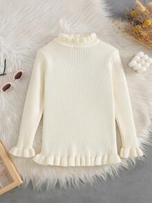 少女修身高领毛衣，白色 - 白色 - 查看 1