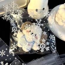 100/200pcs Snowflake Self-Sealing Bags - Durable Polypropylene Clear Plastic Envelopes With White Snowflake Print For Gift Wrapping, Holiday Cards, Small Business Packaging , Christmas Gift Bags - Multicolor - View 7