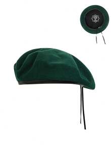 1 peça de chapéu militar masculino para uso externo com acabamento em couro, boina casual com proteção solar, tamanho ajustável, material 100% poliéster, adequado para todas as estações. - Boinas - Ver 15