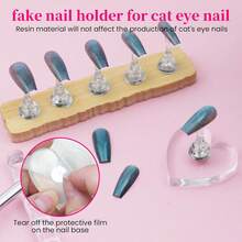 Nail Stand Press Ons 10 Long Nail Holder Painting Art Supplies Magnetic Wood Display With 1 Heart Nail Stands, 200Pcs Double Sided Tape, Decorating Art Accessories Kit In Home Salon - 1 - 查看 3