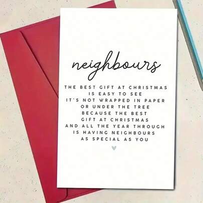1/3 Wesoła kartka świąteczna z sąsiadem i kopertą – "Najlepszym prezentem na Boże Narodzenie jest mieć wyjątkowego sąsiada takiego jak Ty" – informacje, papier wysokiej jakości, 6,7 x 4,7 cala, idealny prezent świąteczny, odpowiednia dla nowych właścicieli domów, wesoła kartka świąteczna