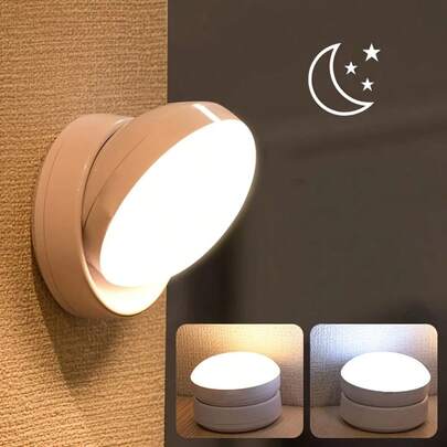 1pc Magnetic Dual-Layer USB Rechargeable, Dual Motion Sensor, Multi-Mode Spherical Adhesive LED Light With 360° Magnetic Rotatable Base, Long Standby Time, Polished Plastic Appearance, Easy Installation, Suitable For Indoor Use In Closets, Storage Rooms, Bedrooms, Bathrooms With Dimmable Lighting
