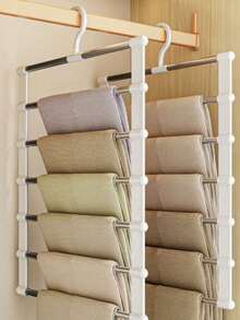 1 pièce Cintre à pantalon économe en espace, Porte-pantalon multifonctionnel en acier inoxydable antidérapant, Organisateur d'armoire multifonctionnel en acier inoxydable pour pantalons, jeans, foulards, Cintre magique pour pantalons et jeans, Organisateur d'armoire polyvalent en métal haut de gamme pour leggings