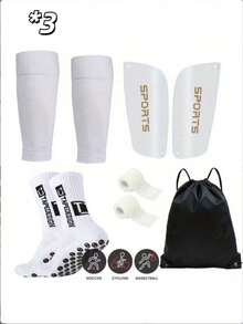 1 Set: Soccer Mid-Calf Leg Warmers + Sun Protection Arm Sleeves + Protective Leg Sleeves + Sports Suspenders + Drawstring Backpack, Professional Non-Slip Leg Warmers For Men & Women, Suitable For Ball Sports, Running, Outdoor Activities