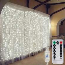 USB Powered LED Curtain Lights, Remote Control Fairy Lights 8 Modes - Suitable For Christmas, Halloween, Valentine's Day, Wedding, Holiday Party, Indoor & Outdoor, Atmosphere Decoration Lights - USB Curtain Light - View 7