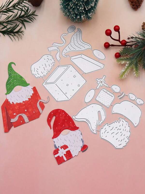 قالب سكين معدني لقص شكل بابا نويل لصنع بطاقات ورقية وبطاقات معايدة، أداة تزيين وتقطيع وتشكيل مصنوعة من الصلب الكربوني