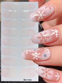 Snowflak Nail Polish Strips Christmas Gel Nail Stickers Glitter Snow Flak Full Nail Wraps Xmas Nail Art Design Gel Nail Wraps Gel Nail Strips Stickers For Christmas Manicure Salon Nails - Multicolor - View 3