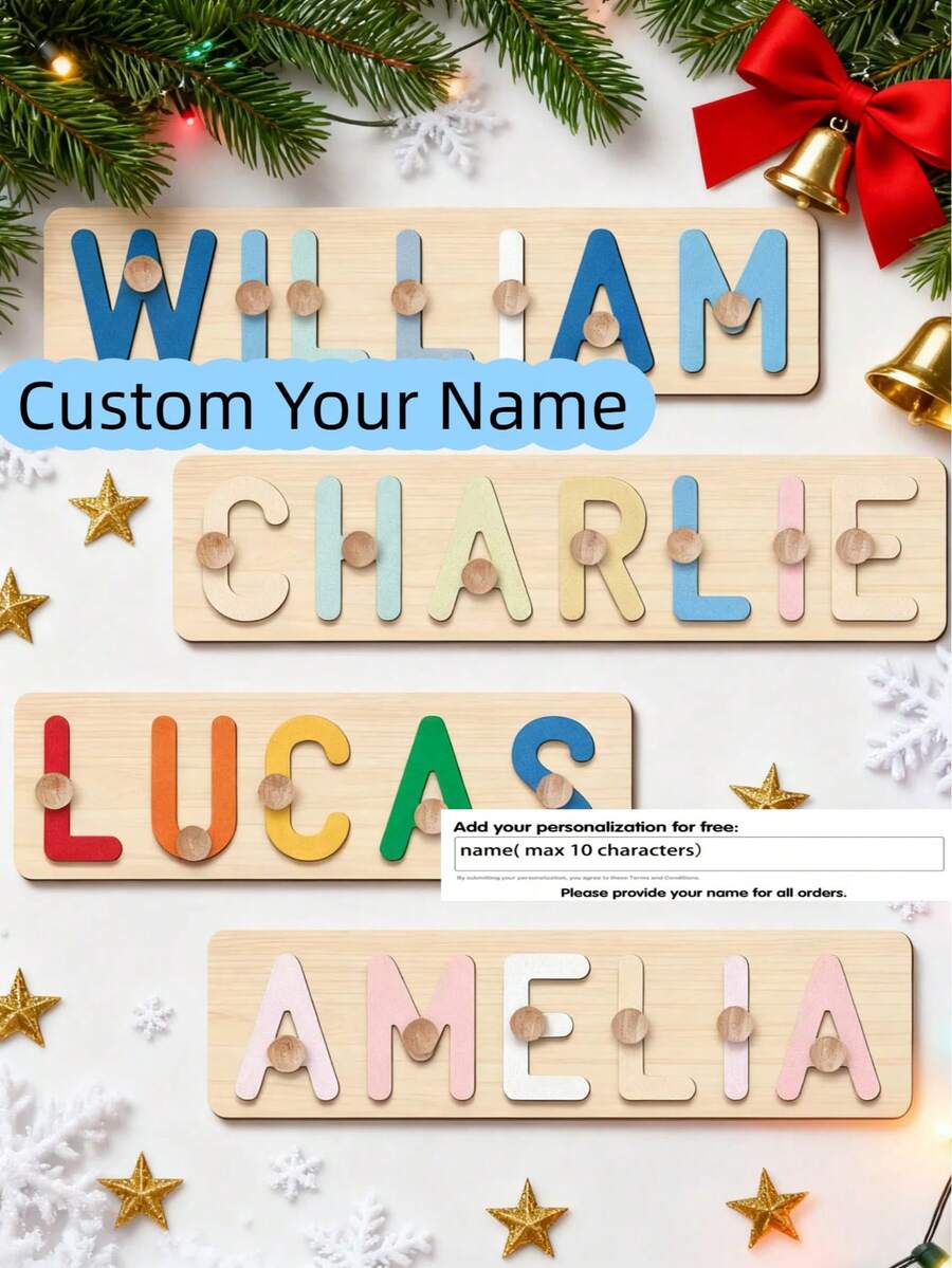 Personalized Name Puzzle,Baby Name Puzzle,Early Learning Toys For Baby Boy Or Baby Girl,3D Alphabet Jigsaw Toy,Wooden Alphabet Puzzle,Easter Halloween Thanksgiving Christmas Gifts,First 1st Brirthday Gifts,Wooden Puzzle,Personalized Gifts,Birthday Gift,Customized Wooden Puzzle Toy,Anniversary Gift,Building Blocks Gift Set,Digital Printing