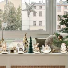 8 pièces Décoration de bureau vintage en bois aquarelle de Noël, style campagnard, bonhomme de neige, cerf, Père Noël, ornements de table, accessoires de décoration, cadeaux de fête