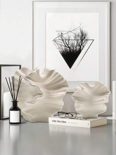 1pc Creative Abstract Vase Home Wit Flower Shaped Reed Vase, Minimalist Sc inavian Boho Moderne Farmho Living Room, Kitchen, Bedroom, Dining Table, Office (Small Size May Be Too Small, Please Choose The Larger If You Mind) Room Glass view 3
