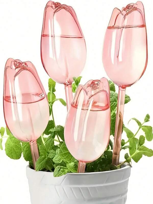 1pc/2pcs/4pcs Loose Gardening Tools Self Watering Drip Irrigation Devices For Flower Pots For Home GardeningTulip Shape Watering Ball, 4 Colors Tulip Planter Self Watering System, Easy Solution For Automatic Watering Of Indoor And Outdoor Plants, Drip Irrigation Device With Spike, Ideal For Easy Watering Of Potted Plants