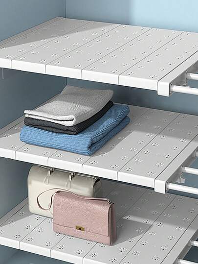 رف تخزين قابل للتعديل - خزانة قابلة للتوسيع بدون ثقب، منظم تخزين للمطبخ والحمام | مجموعة رف قابل للتمديد لتوفير المساحة، مناسب لمعظم المركبات الترفيهية، مواد متينة، رفوف خزانة قابلة للتوسيع بدون كهرباء، قسام مطبخ، خزانة سكن جامعي، رف حمام