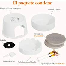 Castle Caja de para plantas para gatos con tabla rascadora y pala, caja de para gatos cubierta oculta con control de olores y filtro de carbono en sala de estar, dormitorio, blanco - Blanco - Ver 8