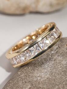 1 Stück hübscher kubischer Zirkonia Ring für Frauen für Hochzeit, Verlobung, Jahrestag, Party-Schmuck, Valentinstag Geschenk