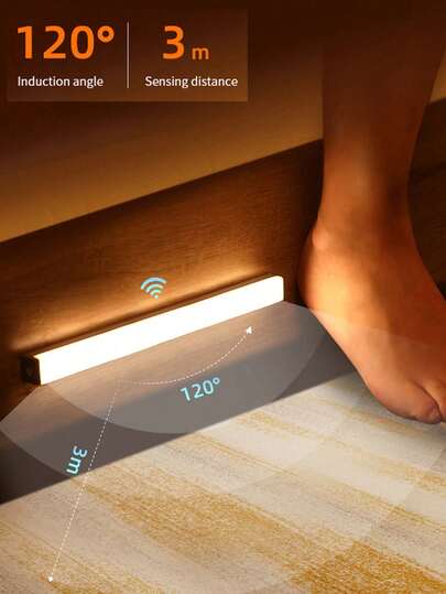 1pc 10cm/3.94in, 20cm/7.87in, 30cm/11.81in, 50cm/19.69in LED Rechargeable Eye Care Bureau Lamp, Wireless Motion Sensor Cabinet Light, Reading Under Magnetic Strip Bookshelf Bedroom/Storage Room Night Portable held USB Lamp view 9