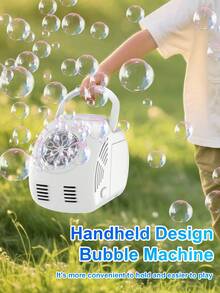 Compact Handheld Bubble Machine Toy, Black & White, Fully Automatic, Bubble Blower With Lighting, Multi-Hole Round Design, Holiday Gift (Batteries And Bubble Liquid Not Included)