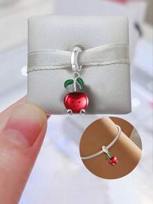 1颗925纯银苹果吊坠珠，适合DIY手链和女士首饰 - 款式6 - 查看 6