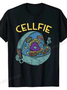 Cell Fie Funny Science Biology Teacher T Shirt Tops Tees Discount Casual WOMEN Top T-Shirts Casual - Black - View 1