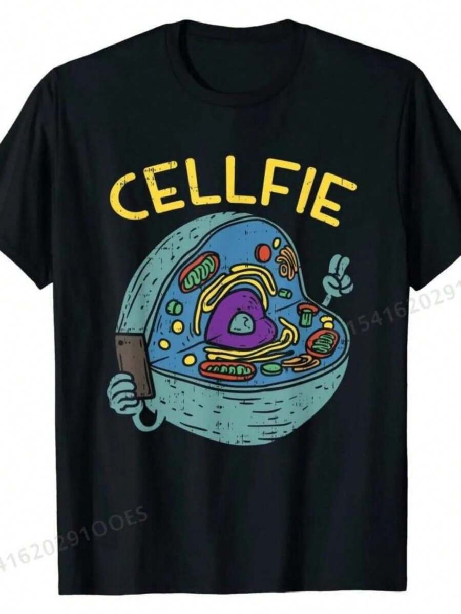 Cell Fie Funny Science Biology Teacher T Shirt Tops Tees Discount Casual WOMEN Top T-Shirts Casual - Black - View 1