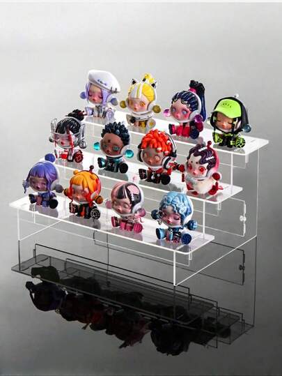 Espositore a 3 ripiani, scatola di stoccaggio a prova di polvere trasparente per action figure, vetrina per modellini di bambole, espositore per gioielli e profumi, mobile espositivo per cosmetici, mensola espositiva in acrilico