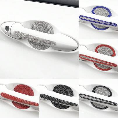 10 قطع ملصقات واقية من الخدش لمقابض أبواب السيارة، أغشية واقية مزينة بالراين ستون لحواف أبواب السيارة، ملصقات ديكورية لخارج السيارة