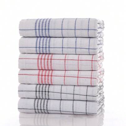 1/6 pièces Serviettes de cuisine à haute absorbance - Mélange de coton à faible épaisseur, motif à carreaux design moderne, convient pour sécher la vaisselle, le nettoyage et le séchage des mains, lavage à la main uniquement, convient pour un usage domestique et commercial Tissu à faible épaisseur