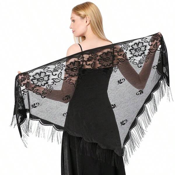 1pc Lace Triangle Scarf Shawl, Versatile For Bride, Bridesmaid, Wedding Dress, Party, Banquet