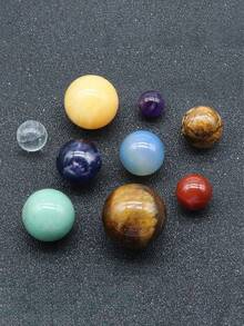 1 صندوق من 9 أحجار كريمة طبيعية - زينة كواكب المجموعة الشمسية - هدية ديكور المنزل، مجموعة أحجار طاقة نموذجية قابلة للجمع