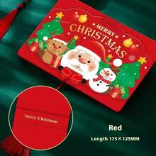 New Christmas Santa Claus Cartoon Greeting Card, Personalized Creative Tri-Fold Blank Card For Wishes And Messages