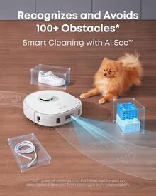 eufy X10 Pro Omni Robot Aspiradora y Trapeador, Succión 8000 Pa, Doble Mopa 12 mm, Detección de Alfombras, Evita Obstáculos, Lavado y Secado Automático, Autovaciado y Autorrellenado - blanco - Ver 10