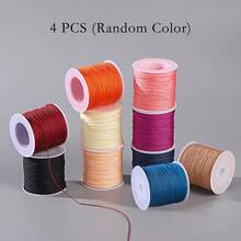 4 Rolls 50m/1968inch Silky Satin Cord Nylon String 0.8 Mm Chinese Knotting Cord, Nylon Beading Thread For Bracelets, Necklaces, Wind Chime, Macrame Crafts, Drawstring Bags, Multicolor Beading String(Random P)