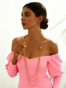 1 pieza Collar largo de múltiples capas de moda para mujeres, adecuado para fiestas, reuniones, uso diario, también es un gran regalo