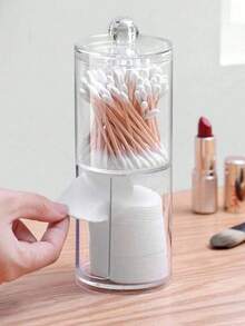 4 pièces Boîte de rangement cosmétique, support pour cotons-tiges, boîte de rangement pour salle de bain, distributeur de disques ronds/fil dentaire pour le classement et le rangement. Flacons de voyage pour la salle de bain, les voyages, l'extérieur, les affaires, étanches et portables