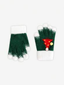 1 Pair Unisex Fashion Christmas Tree Pattern Touchscreen Gloves, Autumn/Winter Warm Accessories, Suitable For Everyday Wear In Autumn And Winter, Great As Christmas Gift Snow Gloves - Multicolor - View 7