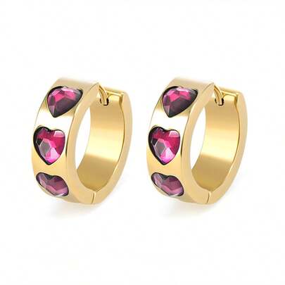 S925 Silver Needle European And American Hot INS Style Heart Earrings Hoop Earrings For Women Fashion Diamond-Encrusted Heart Design Earrings