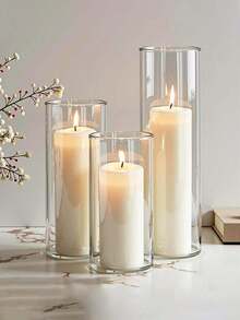 Juego de 6pcs/7pcs/1 pieza de adornos decorativos para el Día de San Valentín y fiestas de boda, portavelas de vidrio transparente flotante a prueba de viento, botella de planta hidropónica de vidrio de borosilicato de alta calidad, florero de escritorio transparente - transparente - Ver 6