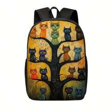 1pc Artistic Cat Tree Pattern Backpack For Adults - Large Capacity, Lightweight & Washable Shoulder Bag With Secure Zipper Closure, Perfect For Work, Travel & Business Commuting, Commuter Backpack | Whimsical Design | Durable Construction - nâu sẫm - Xem 9