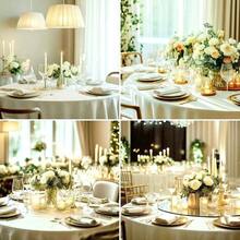 Round Tablecloth 120 Inch 6 Pack White Tablecloths Washable Decorative Linen Polyester Table Clothes Cover Dining Table Banquets Buffet Parties And Wedding - 象牙白+[6個裝]90圓 - 查看 3