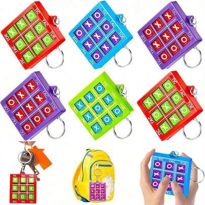 4pcs Tic Tac Toe Key Chains, Suitable For Baby Shower, Birthday Party, Gift Bag Filler, Children's Treasure Box Prize, Perfect For Party Games (Loved By Both Boys And Girls)