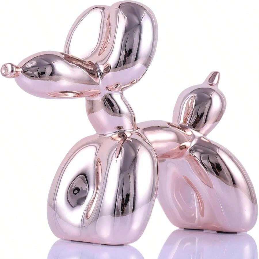 XIAOMAGG Pink Balloon Dog Decor,Balloon Animal Shelf Decor Preppy Room Decors,Cute Statue Home Decors, Bedroom Modern Sculpture Desk,Office Gold Decorations Small Figurines - ColorF - 查看 1