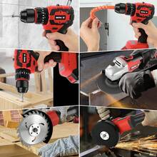 Kit De Taladros eléctrica Inalámbricos Y Esmeriladoras Angular Inalámbrica Wanse Incluye una amplia gama de accesorios 2 baterías De Litio De Alta Capacidad Diseño Ergonómico - Rojo - Ver 4