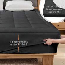 Thick Quilted Mattress Pad - Ultra-Fluffy Soft Topper With Breathable Fabric, Machine Washable, Foldable, 8-10cm Thick, Ideal For Home And Hotel Use, Hotel Mattress Topping | Quilted Texture | Machine Washable Cover, Mattress Pad - Gray - View 4